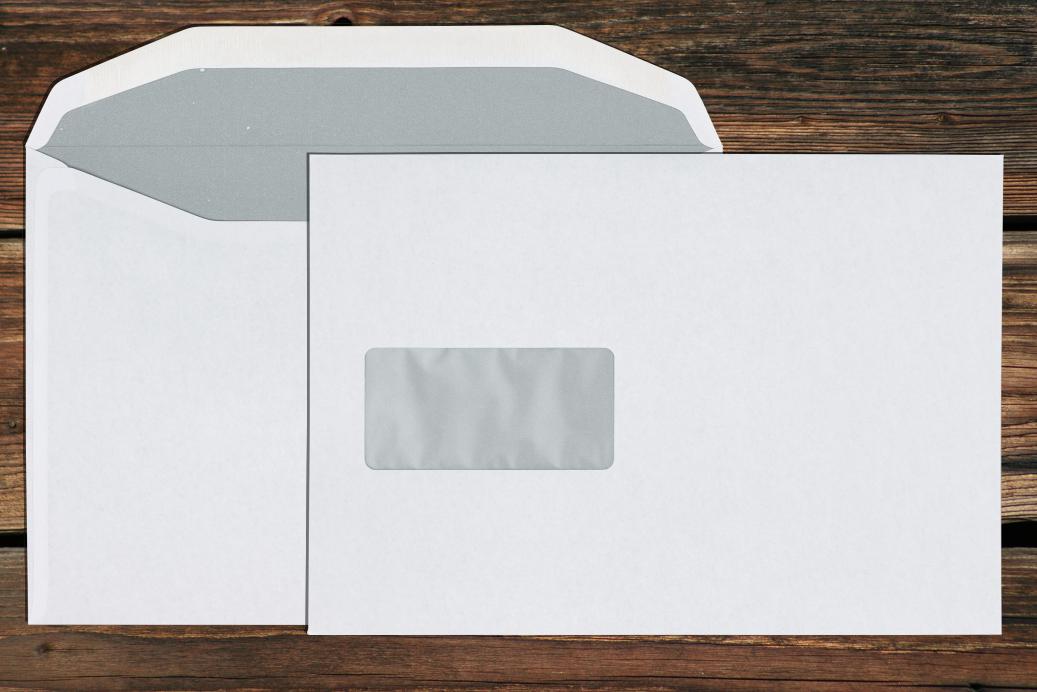 Kuvertierhüllen mit Fenster B5 176x250 mm Nassklebend Weiß 80 g/qm